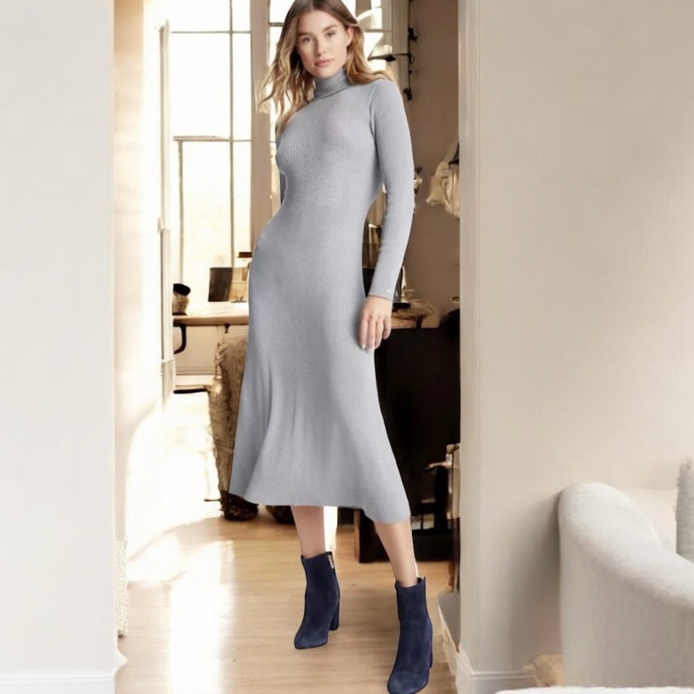 Tommy Hilfiger New Viscose Knit Gray Long Sleeve Dress XL